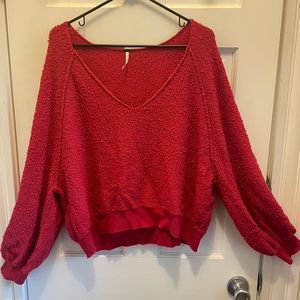Free People Red Cropped Sweater Size L